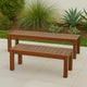 Feya Outdoor Bench Set of 2, 62" Smooth Brown Acacia Wood