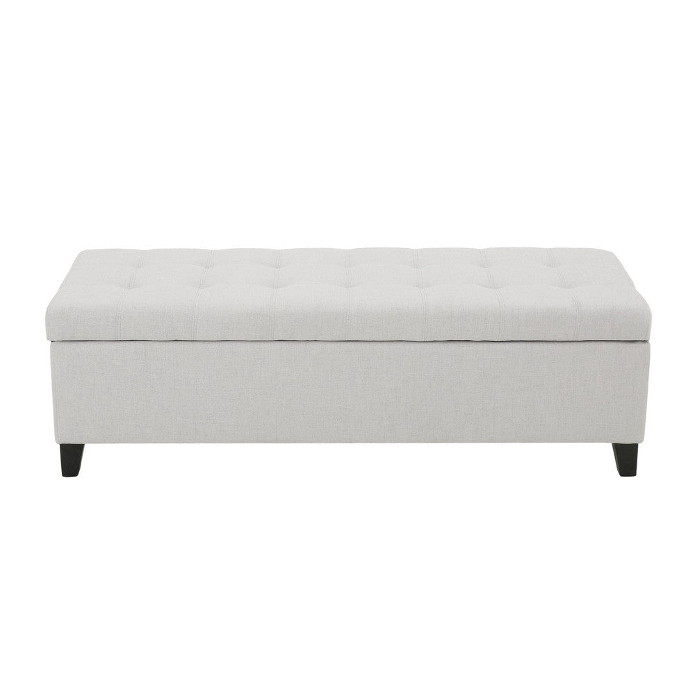 Ottoman Bench with Storage 51 Inch Rectangular Padded Gray Cushions BM323827