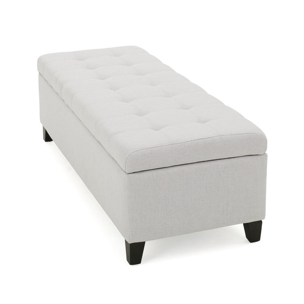 Ottoman Bench with Storage 51 Inch Rectangular Padded Gray Cushions BM323827