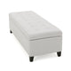 Ottoman Bench with Storage 51 Inch Rectangular Padded Gray Cushions BM323827