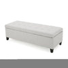 Ottoman Bench with Storage, 51 Inch Rectangular Padded Gray Cushions