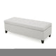 Ottoman Bench with Storage, 51 Inch Rectangular Padded Gray Cushions