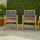 Outdoor Dining Chair Set of 2, 35 Inch Gray Woven, Brown Acacia Wood