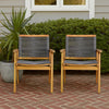 Outdoor Dining Chair Set of 2, 35 Inch Gray Woven, Brown Acacia Wood