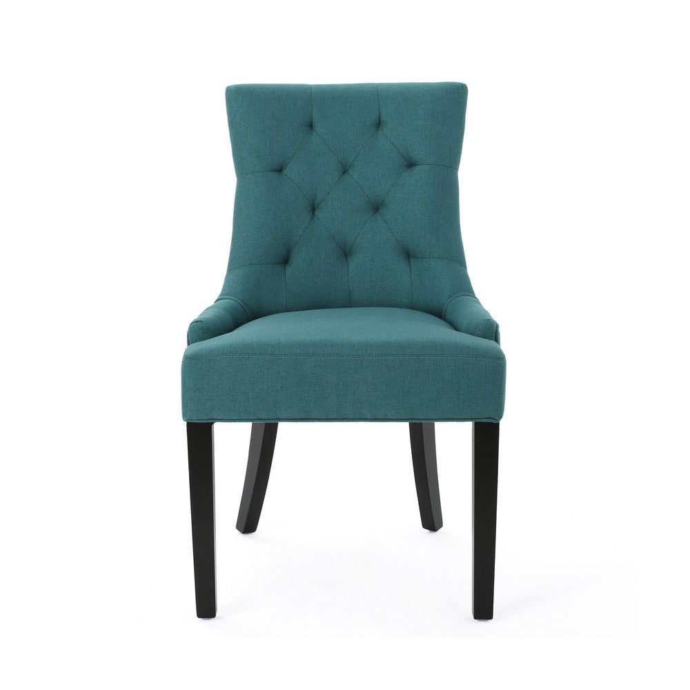 Chen Dining Chair Set of 2 36 Inch Oval Shaped Padded Cushion Teal BM323829