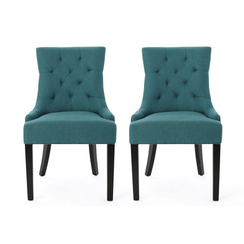 Chen Dining Chair Set of 2, 36" Oval Padded Cushion, Teal