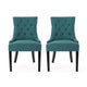 Chen Dining Chair Set of 2, 36" Oval Padded Cushion, Teal