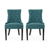 Chen Dining Chair Set of 2, 36 Inch Oval Shaped Padded Cushion, Teal