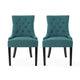 Chen Dining Chair Set of 2, 36 Inch Oval Shaped Padded Cushion, Teal