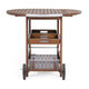Rolling Bar Cart, 36" 3 Tier Design, Oak Brown Wood, Silver