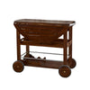 Rolling Bar Cart, 36" 3 Tier Design, Oak Brown Wood, Silver