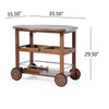 Rolling Bar Cart, 36" 3 Tier Design, Oak Brown Wood, Silver