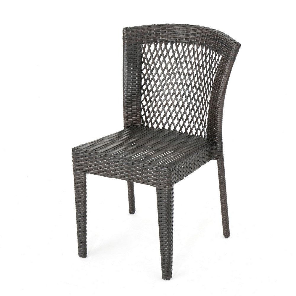 Outdoor Stackable Dining Chair, 21" Brown PE Woven Rattan