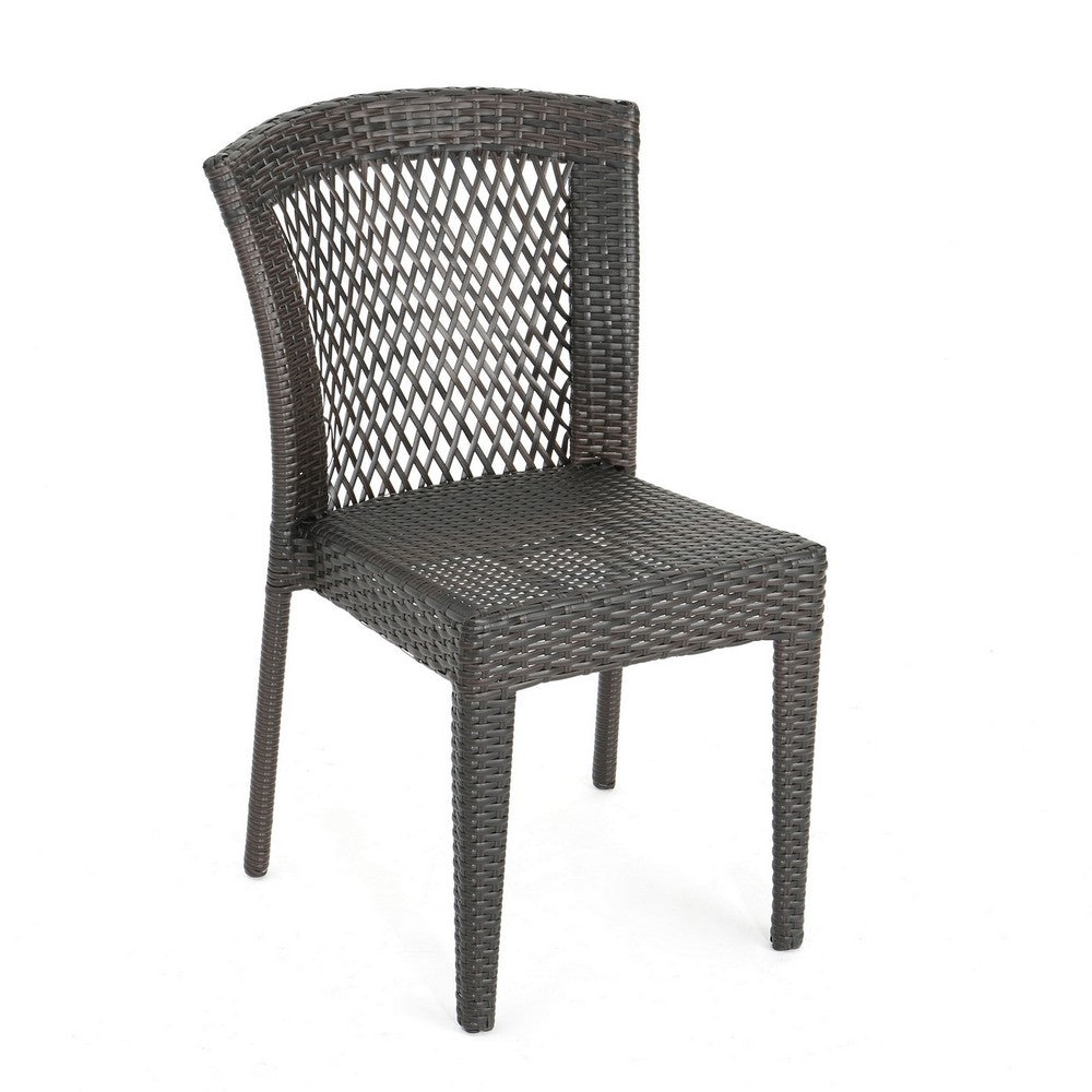 Outdoor Stackable Dining Chair, 21" Brown PE Woven Rattan