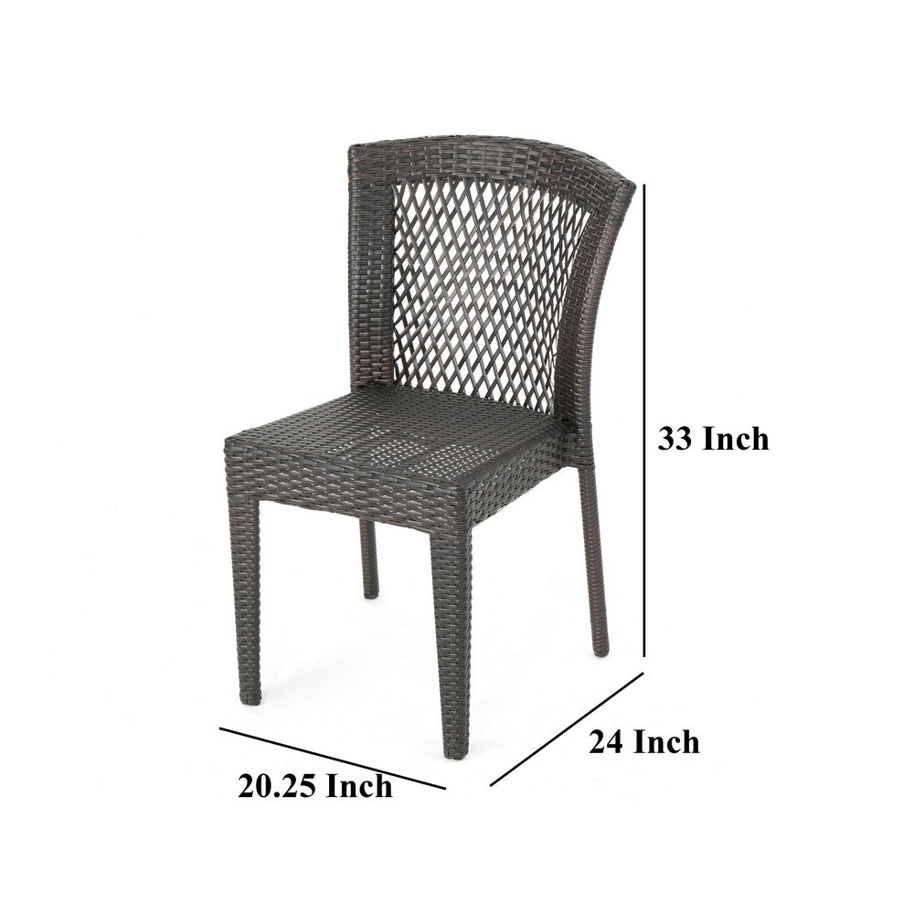 Outdoor Stackable Dining Chair, 21" Brown PE Woven Rattan By Casagear Home