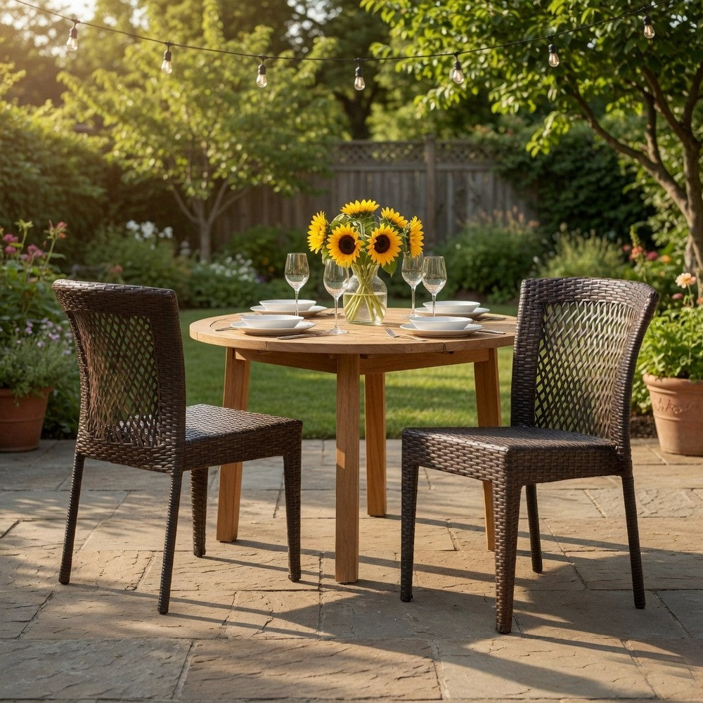 Outdoor Stackable Dining Chair, 21" Brown PE Woven Rattan