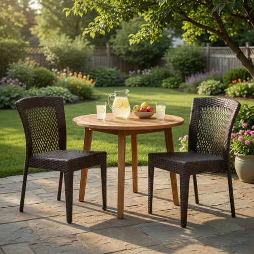 Outdoor Stackable Dining Chair, 21" Brown PE Woven Rattan