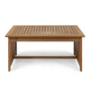 Gerry Outdoor Coffee Table, 40 Inch Rectangular Slat Brown Acacia Wood