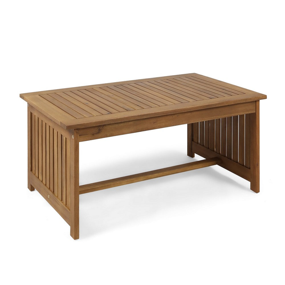 Gerry Outdoor Coffee Table, 40" Rectangular, Brown Wood