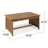 Gerry Outdoor Coffee Table, 40 Inch Rectangular Slat Brown Acacia Wood
