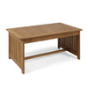 Gerry Outdoor Coffee Table, 40 Inch Rectangular Slat Brown Acacia Wood