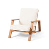 Outdoor Accent Chair, 39"  Brown Acacia Wood, Beige Cushions
