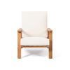 Outdoor Accent Chair, 39"  Brown Acacia Wood, Beige Cushions
