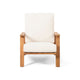 Outdoor Accent Chair, 39"  Brown Acacia Wood, Beige Cushions