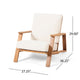 Outdoor Accent Chair, 39"  Brown Acacia Wood, Beige Cushions