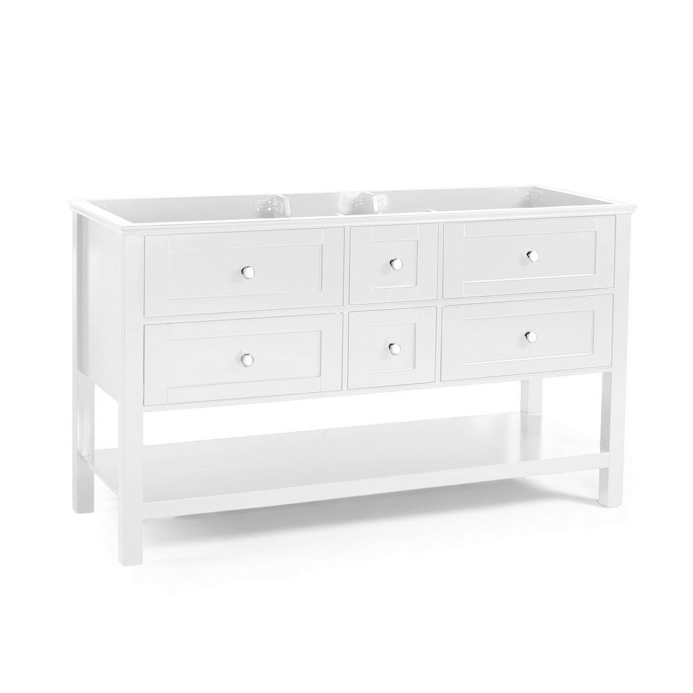 Lyle Bathroom Double Vanity Base, 4 Drawers, 60'' White Wood