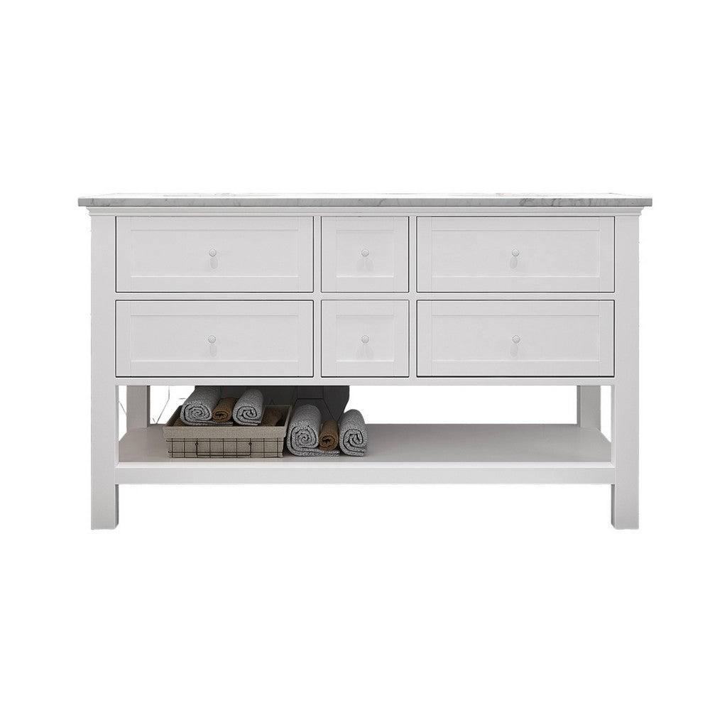 Lyle Bathroom Double Vanity Base, 4 Drawers, 60'' White Wood
