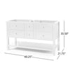 Lyle Bathroom Double Vanity Base, 4 Drawers, 60'' White Wood