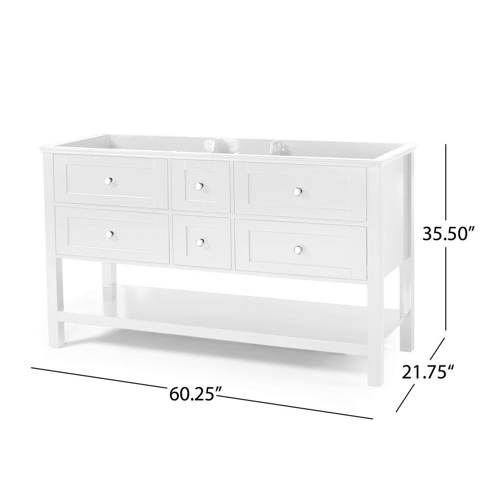 Lyle Bathroom Double Vanity Base, 4 Drawers, 60'' White Wood