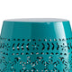Outdoor Garden Stool Side Table Lace-Cut 12 Inch Top Teal Iron BM323847