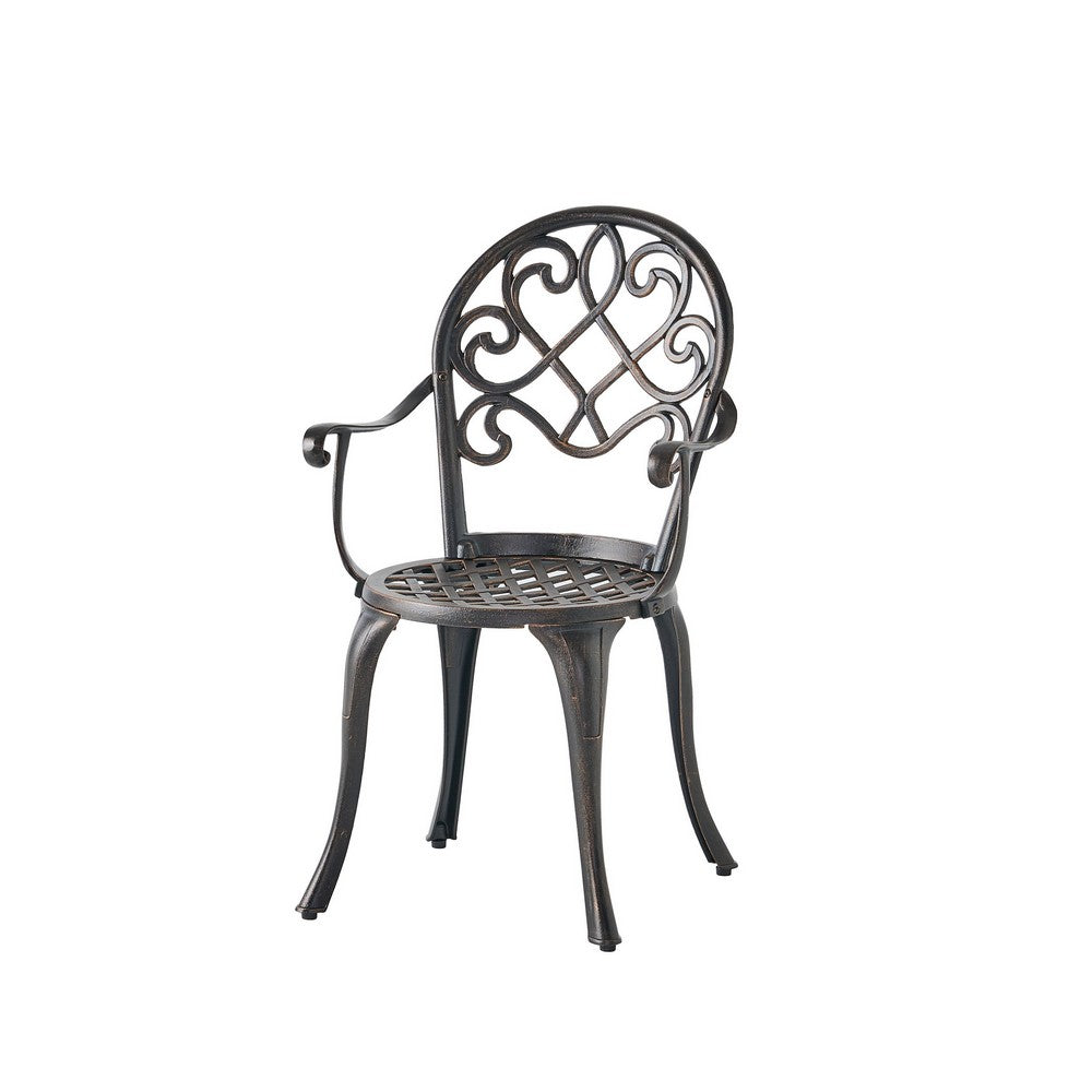Outdoor Bistro Table Set, 2 Chairs, Ice Bucket, Copper