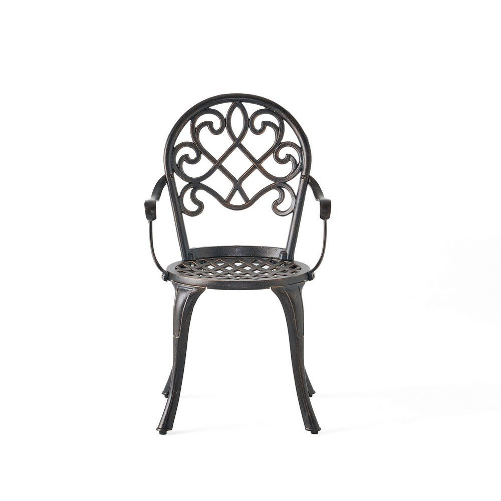 Outdoor Bistro Table Set, 2 Chairs, Ice Bucket, Copper