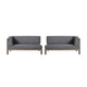 Juna Outdoor Corner Bench Set of 2, 58'' Modular, Gray Acacia Wood