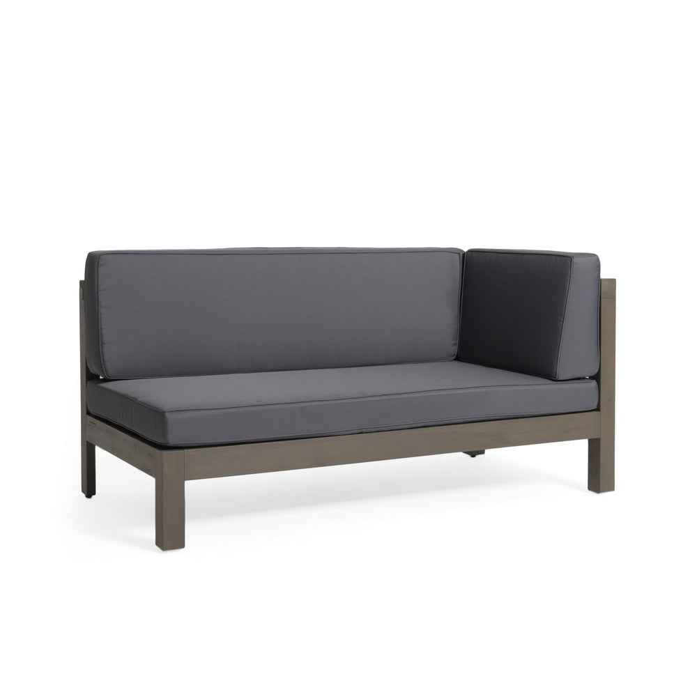 Juna Outdoor Corner Bench Set of 2, 58'' Modular, Gray Acacia Wood