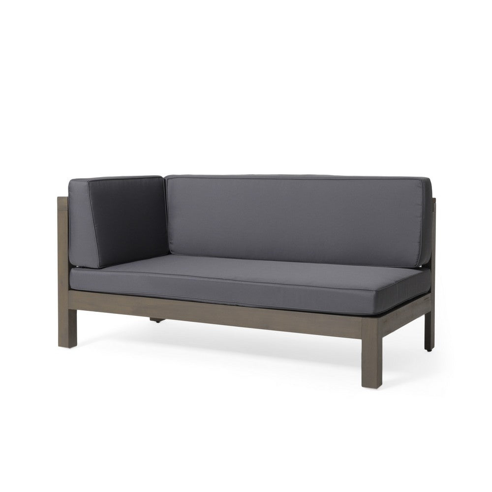 Juna Outdoor Corner Bench Set of 2, 58'' Modular, Gray Acacia Wood