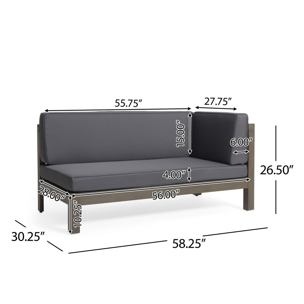Juna Outdoor Corner Bench Set of 2, 58'' Modular, Gray Acacia Wood