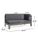 Juna Outdoor Corner Bench Set of 2, 58'' Modular, Gray Acacia Wood