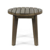 Outdoor Side End Table, Slat Panel 16'' Gray Acacia Wood