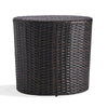 Olum Outdoor End Table Barrel Shaped Wicker 18 Inch Brown PE Rattan BM323851