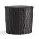 Olum Outdoor End Table Barrel Shaped Wicker 18 Inch Brown PE Rattan BM323851