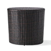 Olum Outdoor End Table, Barrel 18 Inch Brown PE Rattan