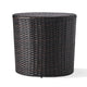 Olum Outdoor End Table, Barrel 18 Inch Brown PE Rattan