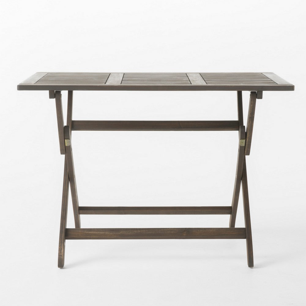 Cami Outdoor Foldable Bistro Table, 44'' Gray Acacia Wood