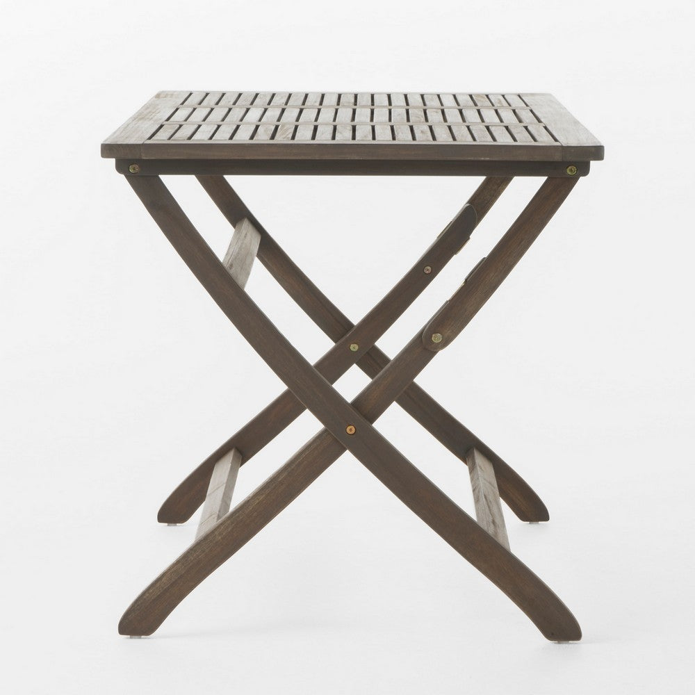 Cami Outdoor Foldable Bistro Table, 44'' Gray Acacia Wood