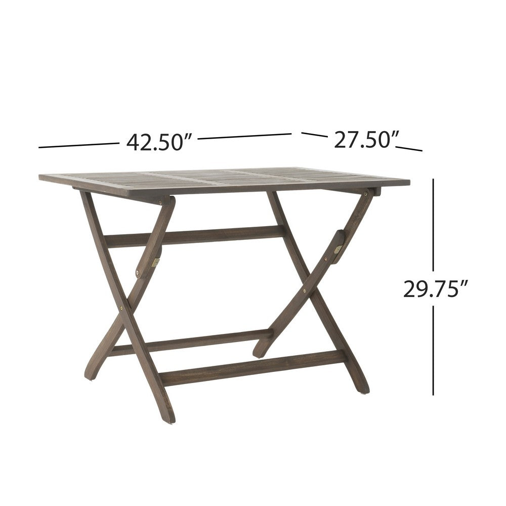 Cami Outdoor Foldable Bistro Table, 44'' Gray Acacia Wood