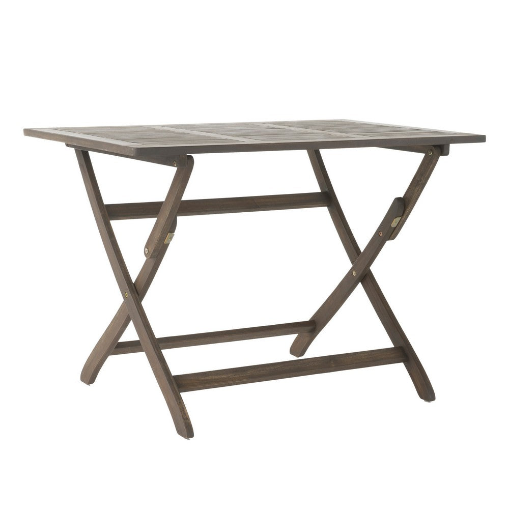 Cami Outdoor Foldable Bistro Table, 44'' Gray Acacia Wood
